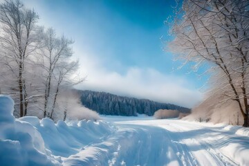 Obraz na płótnie Canvas winter landscape with trees