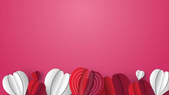 red and white heart on pink background, 4K animation