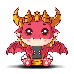 cute cartoon shibi chinese dragon character.