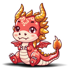 cute cartoon shibi chinese dragon character.