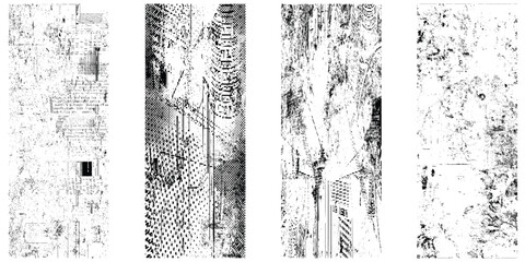 Collection of 4 vector grunge textures. Distress textures set.