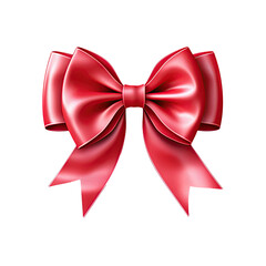Red bow isolated on transparent background.