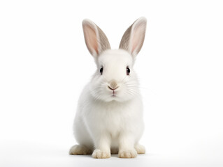 White rabbit portrait isolated on white background