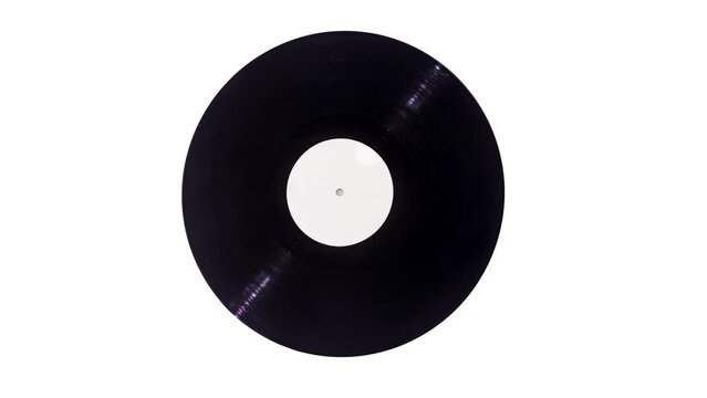 4K Rotating Video of Music vinyl record on white background 