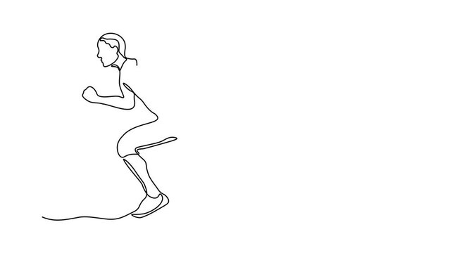Self drawing animation with one continuous line draw,
the runner is running, the sprinter and the inscription Run away