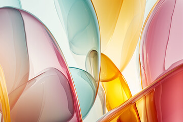 Colorful Glass Soft Forms Objects Abstract Minimalist Composition Background