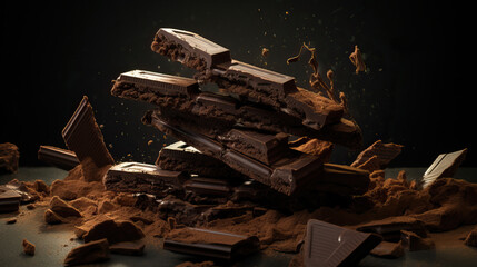 chocolate filled in a crispy wafer roll, Chocolate waffle sticks with chocolate splash 3d rendering ai generated