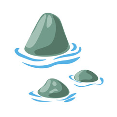 Naklejka premium Rocks with waves around in aquatic environment