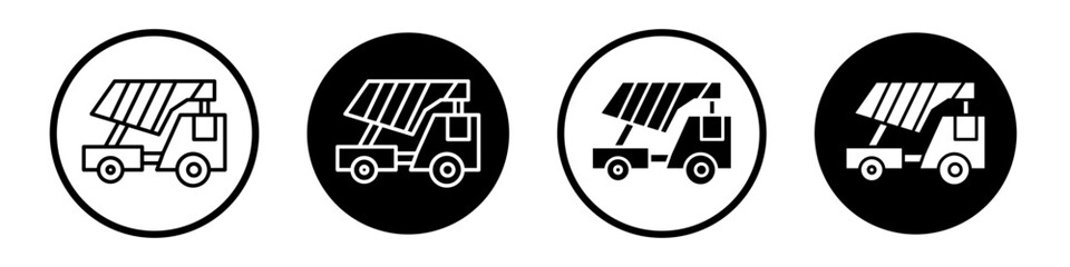Haul icon set. construction haul truck and car vector symbol in a black filled and outlined style.