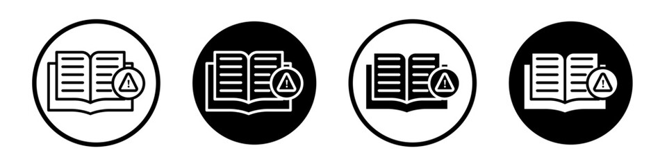 Instruction icon set. Read manual and technical book vector symbol in a black filled and outlined style. Info guide book sign. - obrazy, fototapety, plakaty