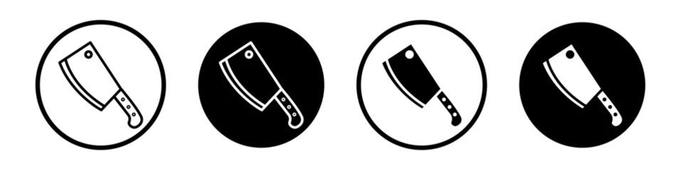 Fotobehang Cleaver for meat icon set. Butchur Knife For Meat Cutting vector symbol in a black filled and outlined style. Cleaver chopper symbol. © Gopal