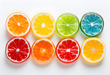 colorful fresh sliced fruit isolated on a white background	
