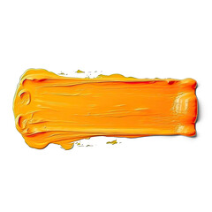 Long single stroke of orange oil paint isolate on transparency background png 