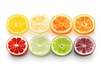 colorful fresh sliced fruit isolated on a white background	

