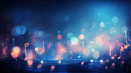 Deurstickers Glowing music sheets notes on beautiful lights bokeh background. © Artlana