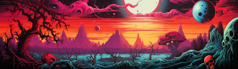 Mystical Surface Of The Planet. Illustration On The Theme Of Landscapes, Mysticism, Fantasy And Travel.  Generative AI