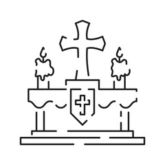 Christianity line icon. Vector religion related icons. Bible, church and cross or Jesus