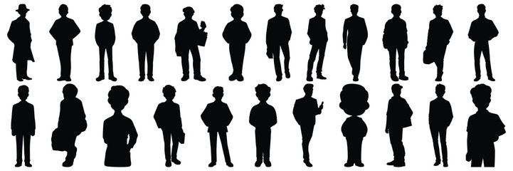 People silhouettes set, large pack of vector silhouette design, isolated white background