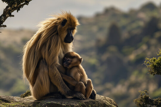 baboon  with baby