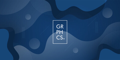 Dark blue liquid wave geometric background. Blue elements with fluid gradient. Dynamic shapes composition. Eps10 vector