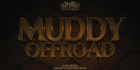 Offroad editable text effect, customizable mud and 4x4 3D font style - obrazy, fototapety, plakaty