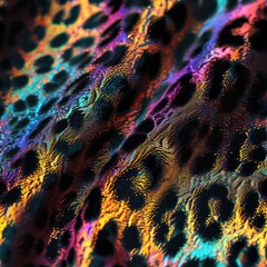 Closeup leopard skin with in trendy holographic Featuring a Texture Geometric Design.