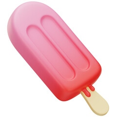 Strawberry Popsicle 3D Illustration