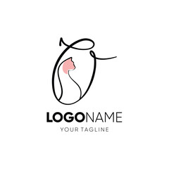 Letter O Funny Cute Cat Logo Design Vector Icon Graphic Emblem Illustration Background Template