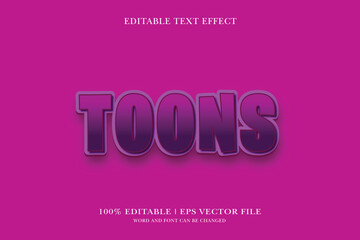 Toons Editable text Effect with  3d vector design