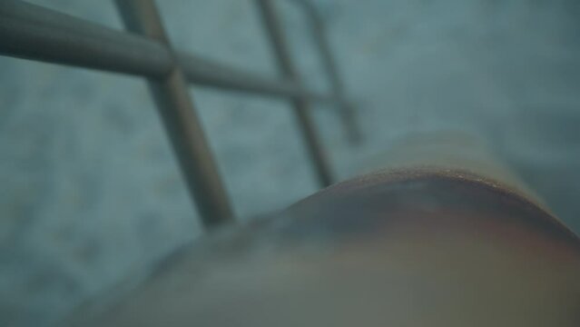 Macro of railing at beach