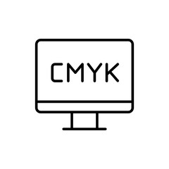 Cmyk monitor outline icons, minimalist vector illustration ,simple transparent graphic element .Isolated on white background