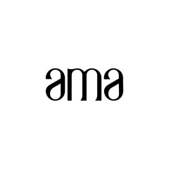 AMA logo. AMA set , A M A design. White AMA letter. AMA, A M A letter logo design. Initial letter AMA letter logo set, linked circle uppercase monogram logo. A M A letter logo vector design.	
