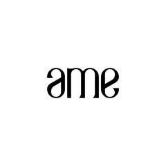 AME logo. AME set , A M E design. White AME letter. AME, A M E letter logo design. Initial letter AME letter logo set, linked circle uppercase monogram logo. A M E letter logo vector design.	

