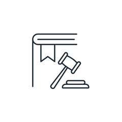 Book of Laws. Legal group sign. Lawyer attorney symbol. Vector linear icon illustration isolated on white background.