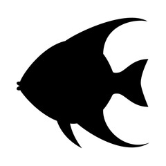 Tropical Fish Silhouette Illustration On Isolated Background