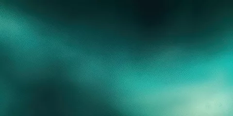 Poster  Dark green mint sea teal jade emerald turquoise light blue abstract background. Color gradient blur. grainy gradient background, green blurred color wave pattern with noise texture, black backdrop © Planetz