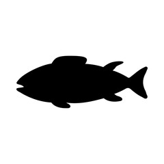 Tropical Fish Silhouette Illustration On Isolated Background