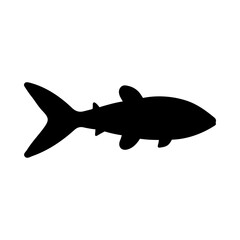 Tropical Fish Silhouette Illustration On Isolated Background