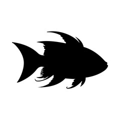 Tropical Fish Silhouette Illustration On Isolated Background