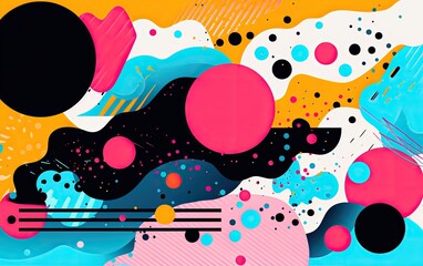 Naklejka premium Vibrant, contemporary, hand-drawn abstract pattern bursting with lively colors.