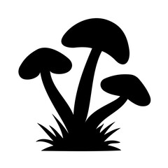 Mushrooms Silhouette Illustration On Isolated Background