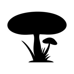 Mushrooms Silhouette Illustration On Isolated Background