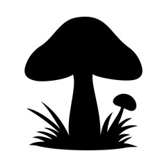 Mushrooms Silhouette Illustration On Isolated Background