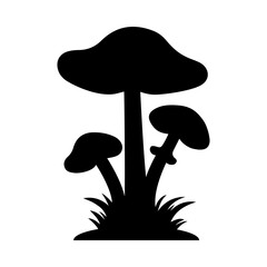 Mushrooms Silhouette Illustration On Isolated Background