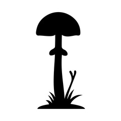 Mushrooms Silhouette Illustration On Isolated Background