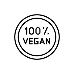 Vegan label outline icons, minimalist vector illustration ,simple transparent graphic element .Isolated on white background