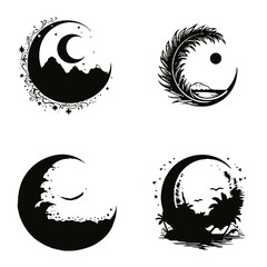 Moon svg, moon png, summer clipart, clipart, moon illustration, palm, tree, beach, tropical, vector, summer, illustration, island, silhouette, sea, sun, nature, travel, ocean, sunset, design, sky, lan