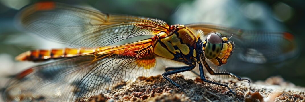 Close Beautiful Dragonfly Sympetrum Vulgatum, Banner Image For Website, Background, Desktop Wallpaper