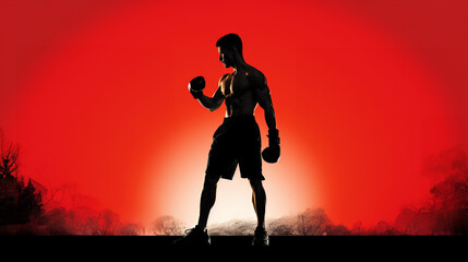 Kickboxer with kickboxing gear and powerful training routines - obrazy, fototapety, plakaty