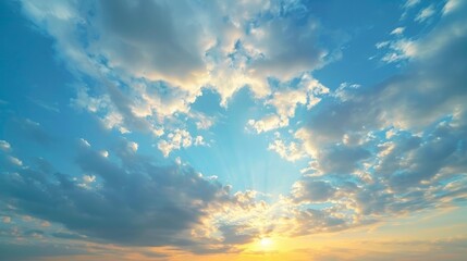 Obraz premium a serene sunset against a blue sky